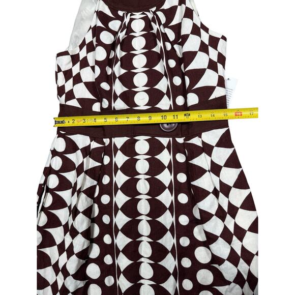 NWT Harold’s Brown White Geometric Print Sleeveless Linen Dress – Size 10 - Picture 5 of 9